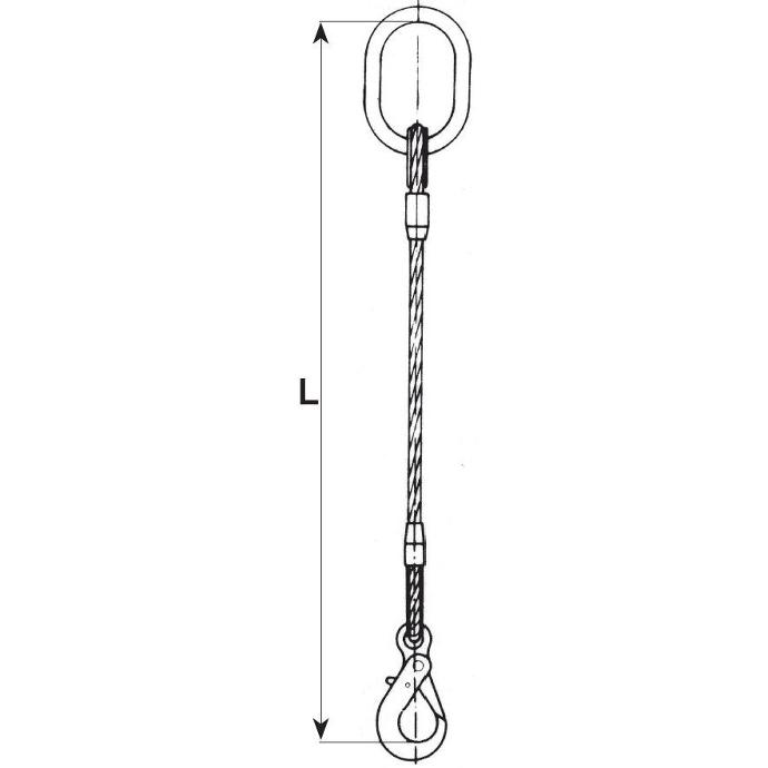 1-leg wire rope sling with ring and automatic hook ELC1CA