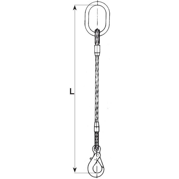 Kabelleng 1 eind met ring en veiligheidshaak ELC1CA