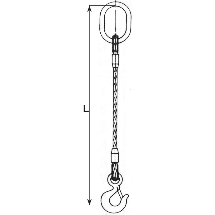 1-leg wire rope sling with ring and eye hook with latch ELC1CO