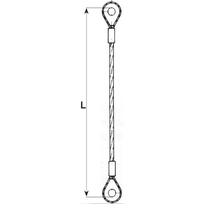 1-leg wire rope sling with filled thimbles loops ELCMCP