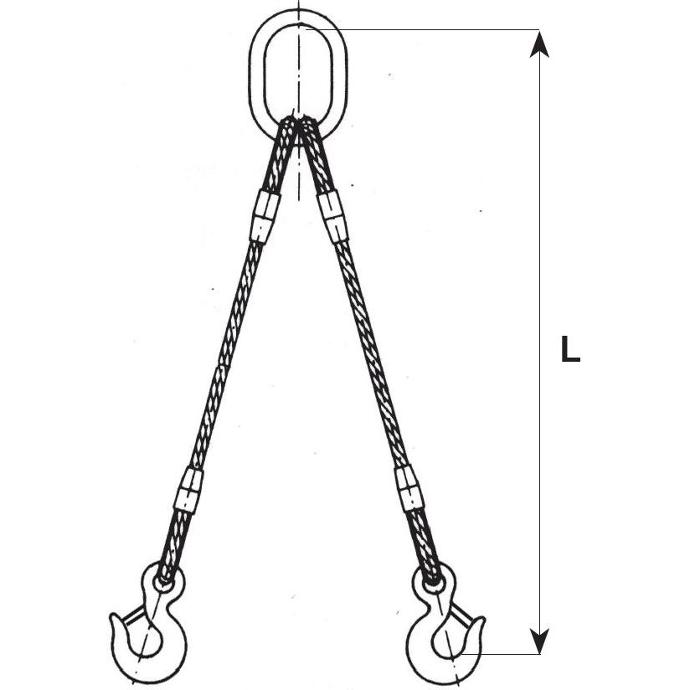 Élingue câble à 2 brins avec anneau et crochets simples ELC223