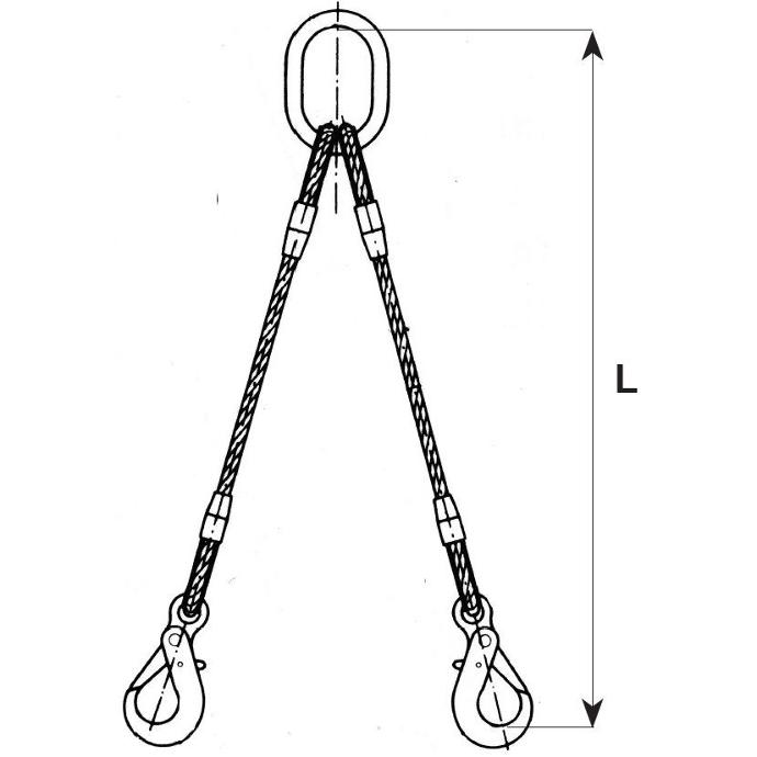 Kabelleng 2 einden met ring en veiligheidshaken ELC222