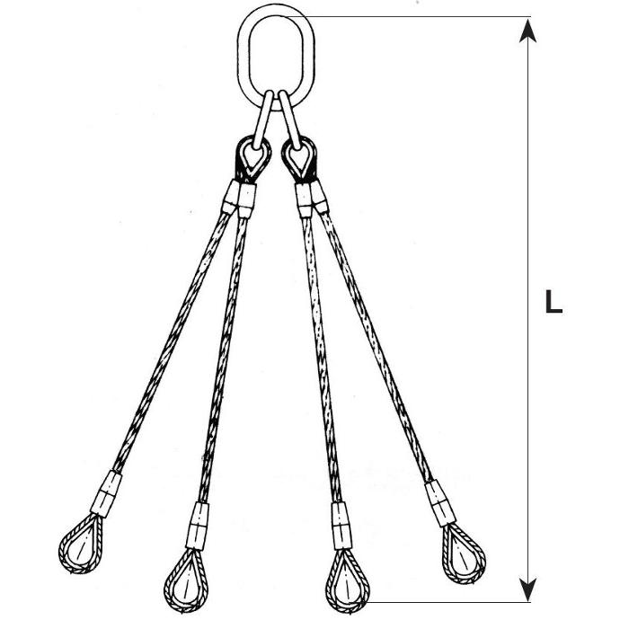 Élingue câble à 4 brins avec anneau et boucles cosses ELC426